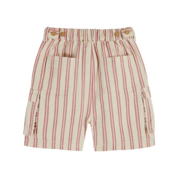 NEW EMILE & IDA boy's stripe cargo shorts in pink - Picture 2 of 3